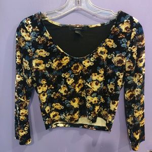 Forever 21 Velvet Floral Crop Top